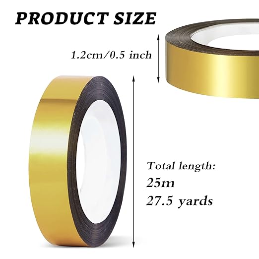 HFKPJRT Gold Tape, 6 Rolls Gold Washi Tape, Self Adhesive Gold Electrical Tape, 165 Yards Mirror Gold Metallic Tape for TV Frame Wall Decor Crafts and Gift Box Wrapping(1/2 Inch)