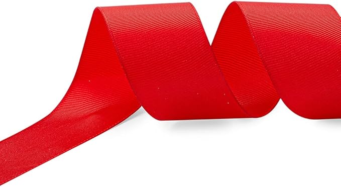 LIUYAXI 1" X 50 Yards Solid Red Grosgrain Ribbon, Perfect for Crafts, Wedding Decor, DIY Hair Accessories, Sewing, Gift Package Wrapping and More