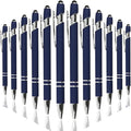 Ballpoint Pen with Stylus Tip, Soft Touch Click Metal Pen, 1.0mm Medium Point, Black Ink, 12 Count(Dark Blue)