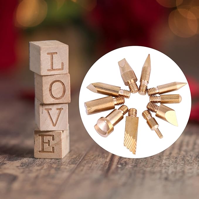 Cunyuer Wood Burning Tips, Wood Burning Tool Pen Tips, Stippling Tips for Wood Pyrography, Walnut Hollow Wood Burning Tips Only, Brass Tip Sets for Carving Embossing