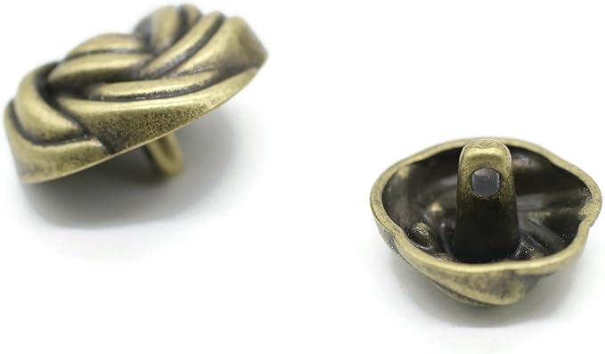 Floral Bronze Metal Shank Buttons - 12 Pcs - 3 Size Options - Luxury Floral Round Wave Metal Shank Buttons for Men Women Blazer Coat Uniform Shirt Suit and Jacket Sewing Craft DIY N19002