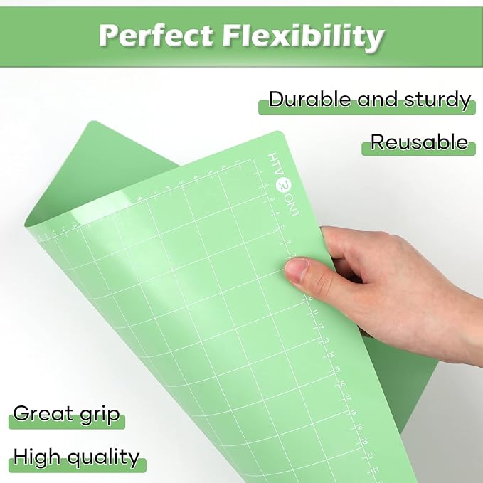 HTVRONT Standard Grip Cutting Mats- 2 Pack 12x12 Compatible with Cricut Maker 3/Maker 4/Maker/Explore 3/4/Air 2/One, Standard Adhesive Sticky Green Cutting Mat Replacement Accessories