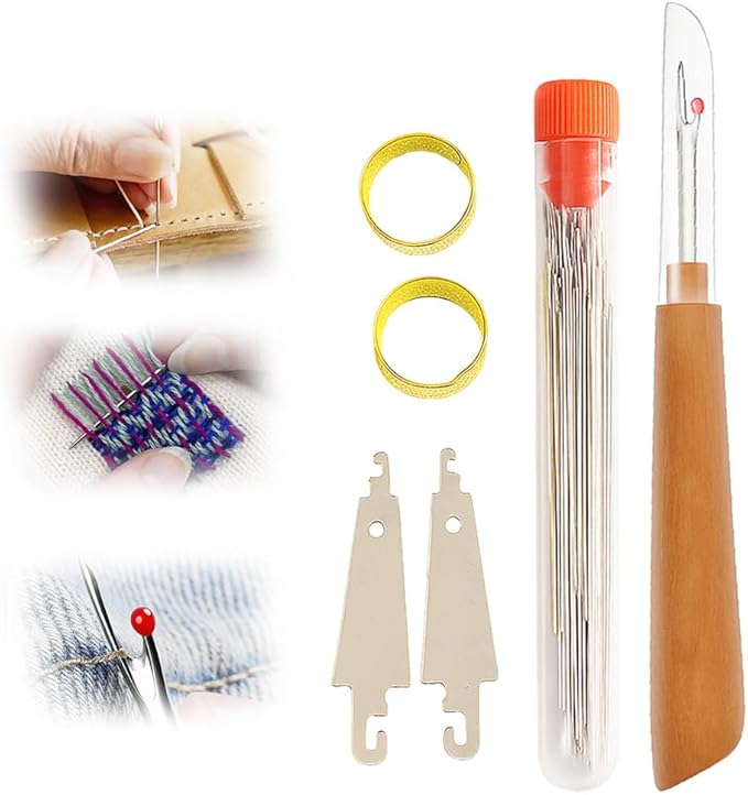37PCS Sewing Tool Set, Upgrade Stainless Steel Needles for Hand Sewing Kit, Big Eye Steel Sewing Needles Kit, Portable DIY Hand Made Craft Set for Handcraft Lovers (31Pcs)