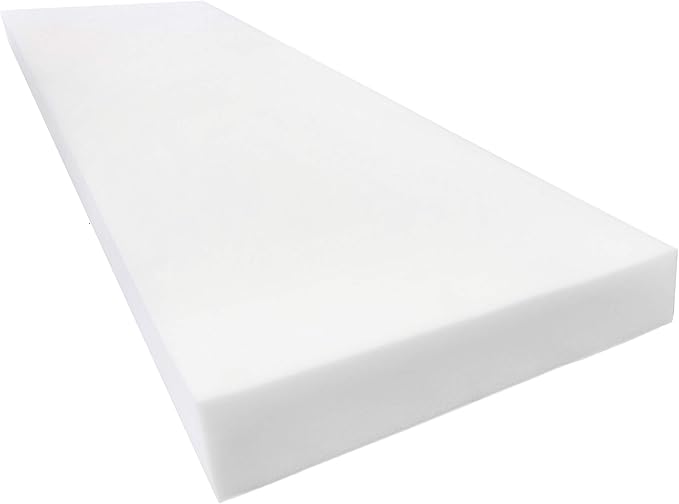 QOMFY 4" Height x 18" Width x 66" Length 1.8 Density 44ILD (Firm) Upholstery Foam Cushion Made in USA