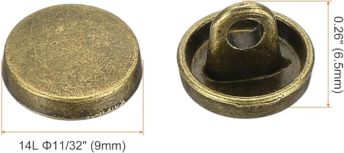 HARFINGTON 50pcs 14L Metal Round Flat Sewing Buttons 9mm Alloy Shank Craft Replacement Button for Men Women Suit Woolen Coat Shirt Trousers Sewing Crafts, Bronze