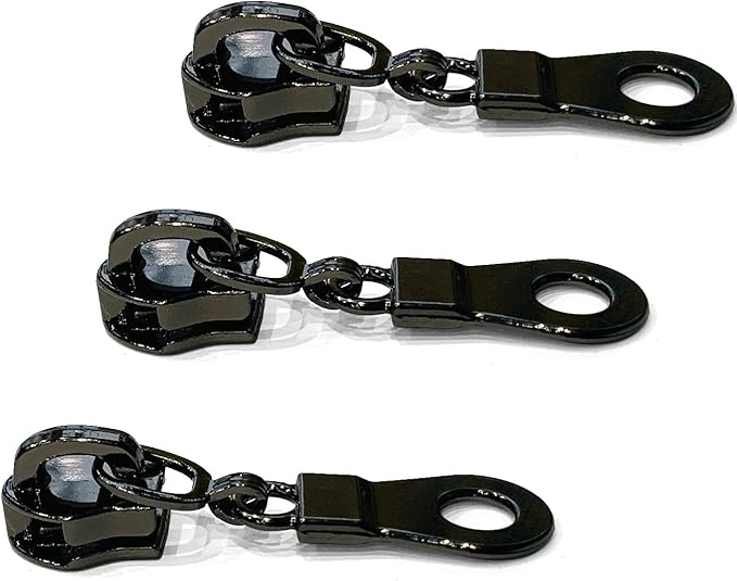 Sawoake 50PCS #5 Black Metal Handle for Nylon Coil Handle Charm for Purse Handbag Craft Sewing Luggage Bag Bulk