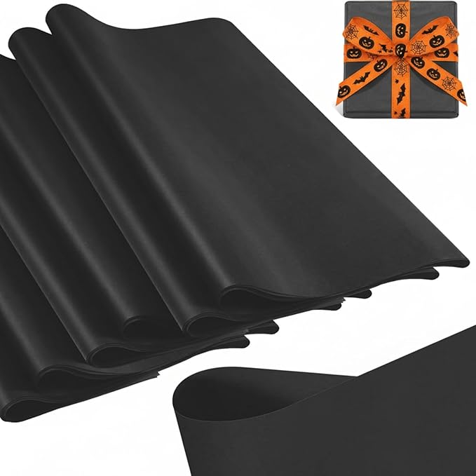 Qilery 500 Sheets Black Tissue Paper Bulk for Gift Bags 15 x 20 Inch Acid Free Packaging Wrapping Paper Sheets for Wedding Party Decor DIY Crafts, Birthday, Shipping Packing