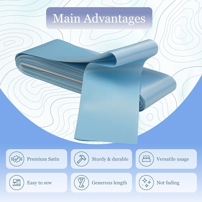 Light Blue Satin Blanket Binding 2 Inch x 4 3/4 Yards Single Fold Tape for Quilt Edging Blue Smooth Finish Easy to Sew On Durable Trim Material Ideal for Blanket Crafts DIY Projects Sewing