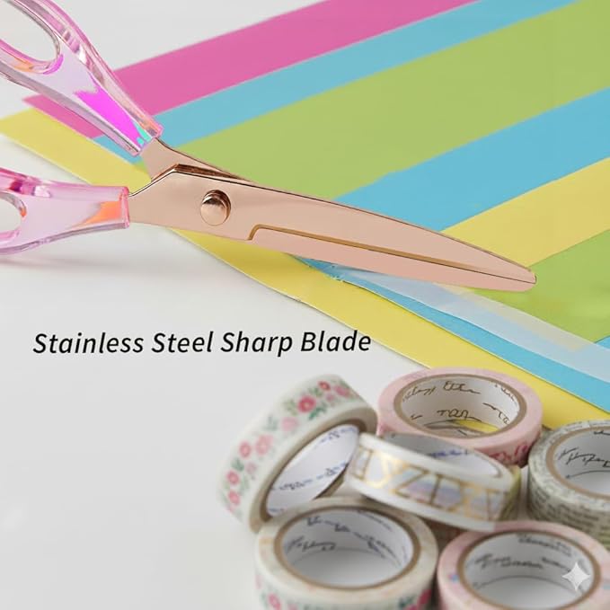 6.3“ Small All-purpose Scissors, Stainless Steel Blade with Purple Acrylic Handle, Craft-Shears for Kids & Adult, Perfect for School, Home, Office Desk, Tijeras
