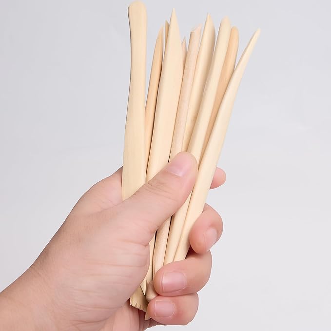 10Pcs Wooden Clay Sculpting Tools Set,Pottery Tools,Sculpture Tools for Cutting, Carving and Smoothing