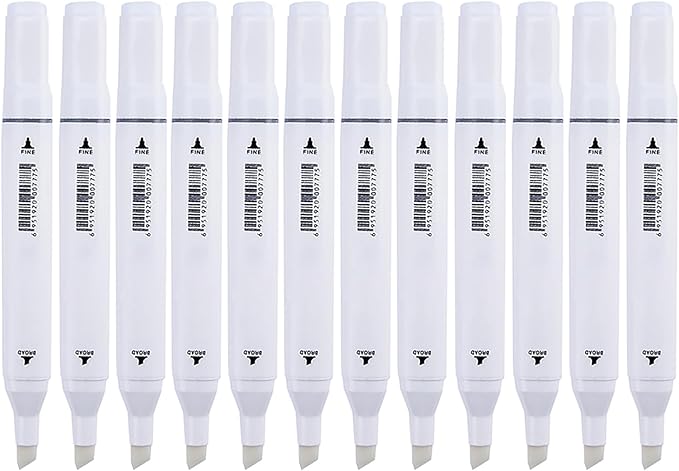 12Pcs Alcohol Markers Pure Color Series,Dual Tip Art Solid Color Markers Set for Adults Beginner Drawing Sketching(Colorless Blender)
