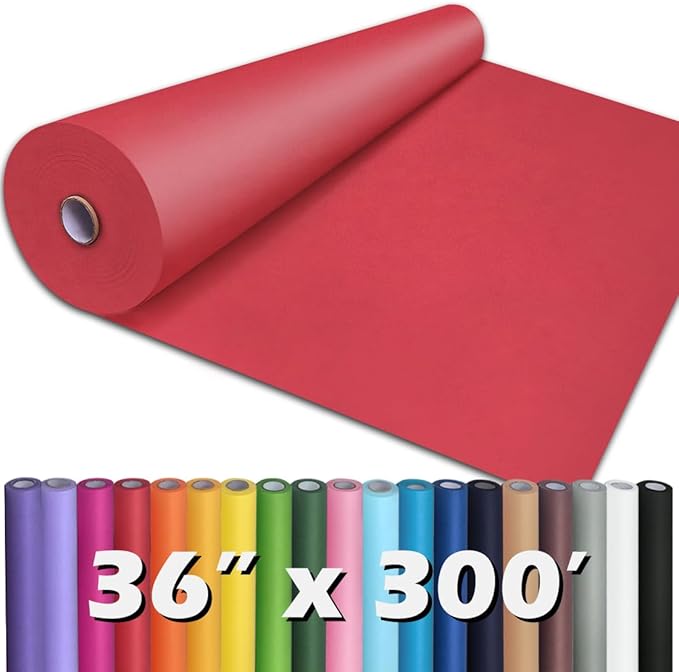 PerkHomy Red Kraft Paper Roll 36" x 3,600" (300') for Gift Wrapping Bouquet Flower Art Painting Craft Writing Packaging Shipping 80GSM 55LB (Red, 36" x 300')