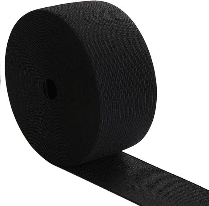 2 Inch by 10 Yard Black Heavy Stretch High Elasticity Elastic Spool Knit Elastic Bands for Sewing