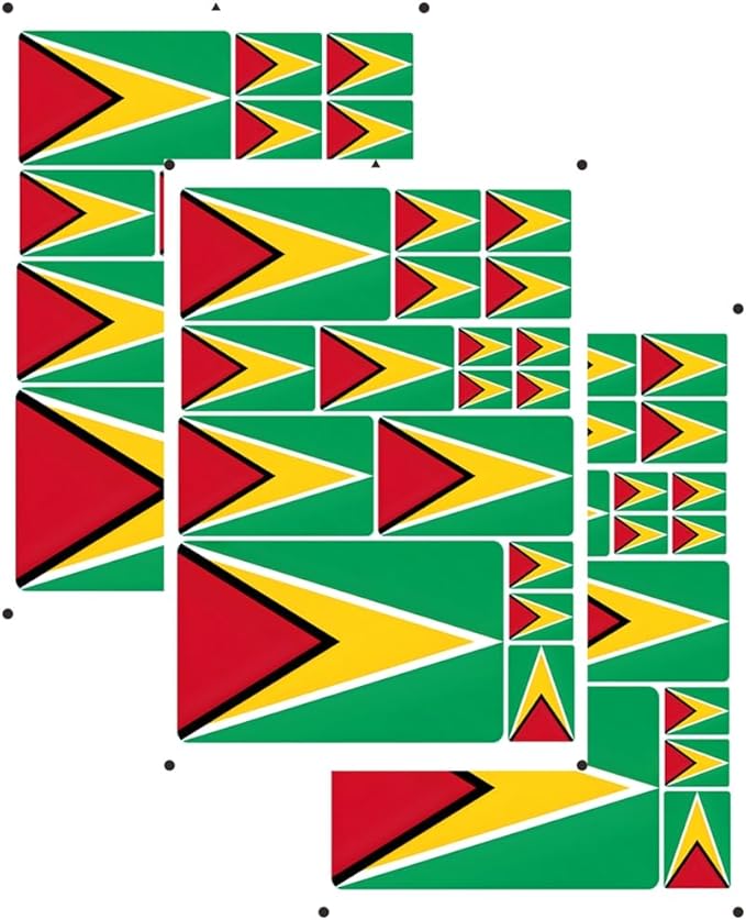 vmcoatdu Guyana Flag Laser Printing Sticker 3 Pcs Decal in Multiple Sizes Stickers (Green Guyana)