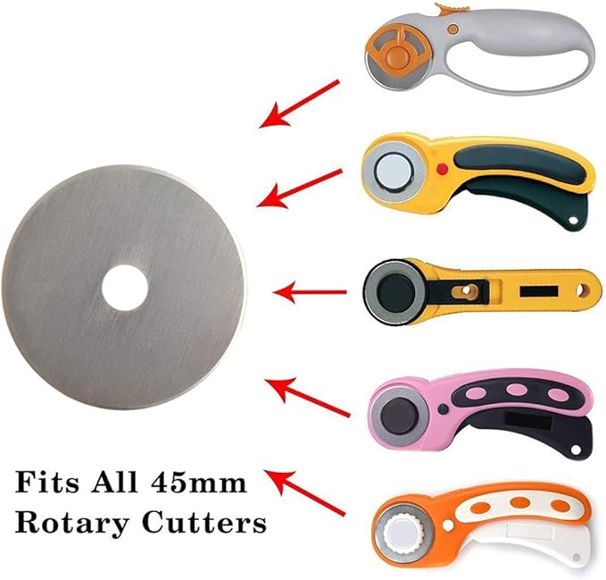 Rotary Cutter Blades 45mm 10 Pack by KISSWILL, Fits Fiskars, Olfa, Martelli, Dremel, Truecut, DAFA Rotary Cutter Replacement for Quilting Scrapbooking Sewing Arts &Crafts, Sharp and Durable