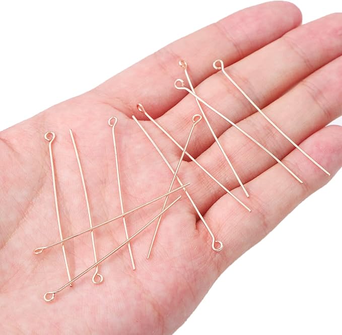 Rose Gold Plated Open Eye Pins Non Tarnish 50mm 100pcs for Jewelry Making Findings