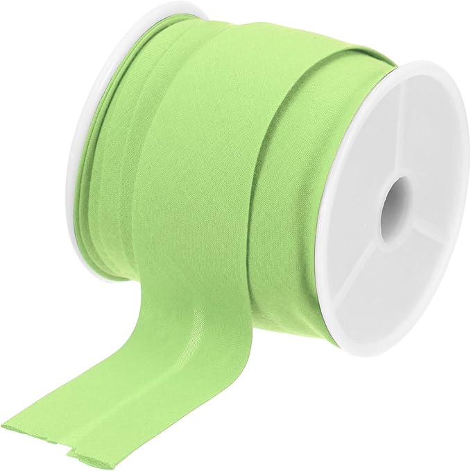 MECCANIXITY 1 Inch Single Fold Bias Tape Cotton Continuous Bulk Bias Tape for Sewing, Seaming Quilting Hemming Binding Crafts (Green 10 Yards)