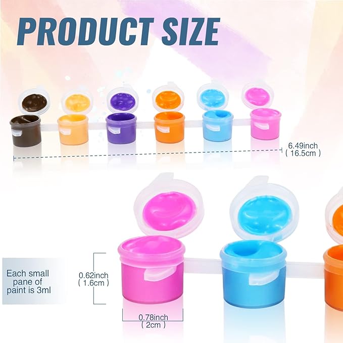 12-Set (168 Pieces Total) Acrylic Washable Paint Kit with 12 Colors and 24 Brushes - Ideal for Home Art Projects, Classroom Activities, and Birthday or Art Parties