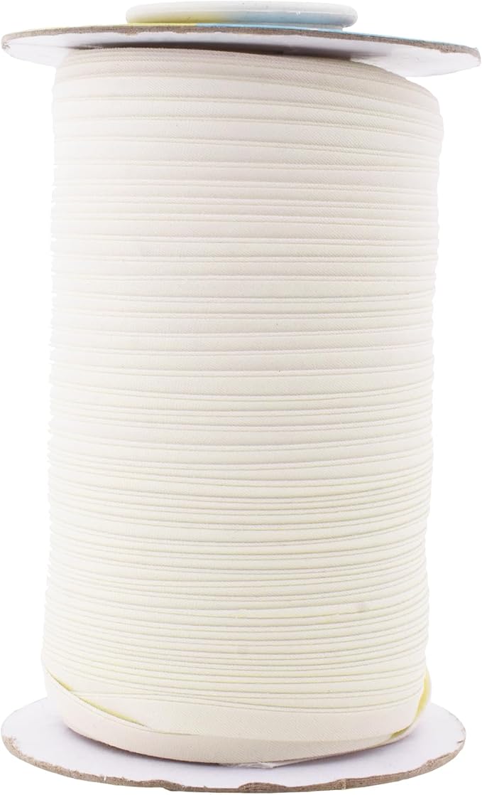 Mandala Crafts 55 Yards 1/4 Inch Ivory Double Fold Bias Tape for Sewing - Bias Binding Tape for Quilting Binding, Hemming, Seam, and Fabric Piping