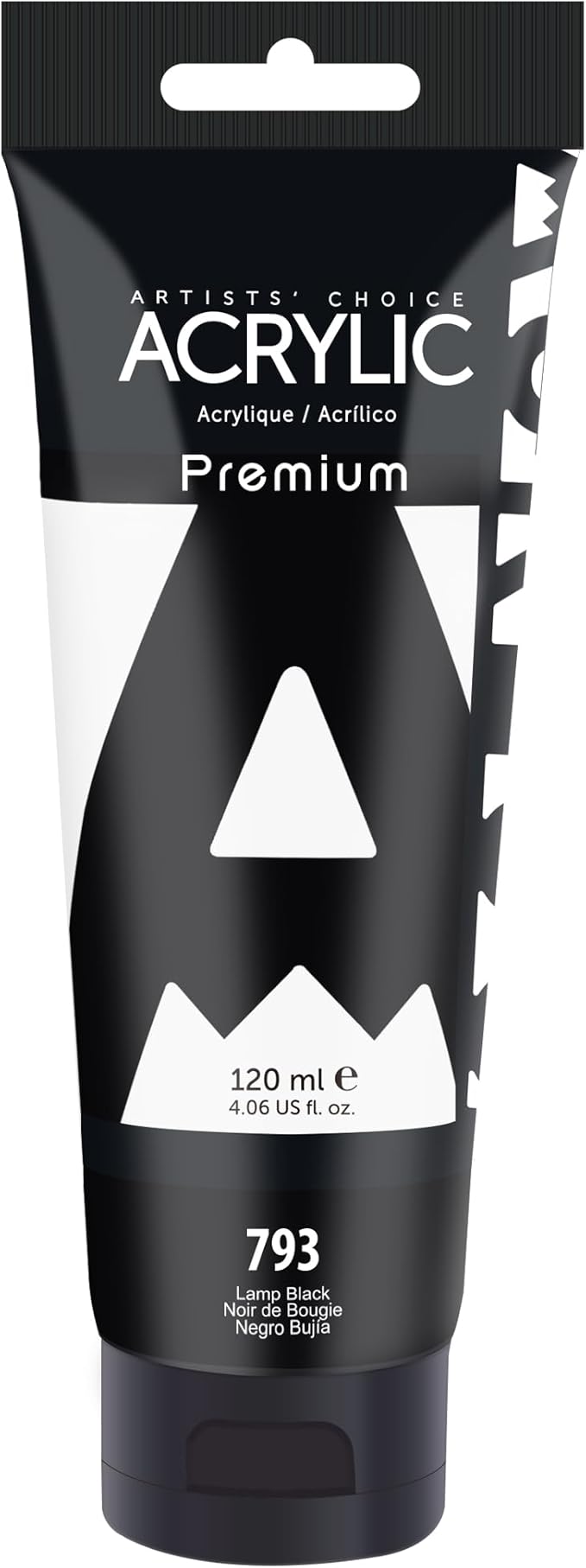 AUREUO Lamp Black Acrylic Paint, 4 Fl Oz / 120ml Single Tube, Rich Pigment Art Craft Paints for Canvas, Rocks, Wood, Ceramic, Fabric - Art Supplies for Beginners, Professionals, Artists