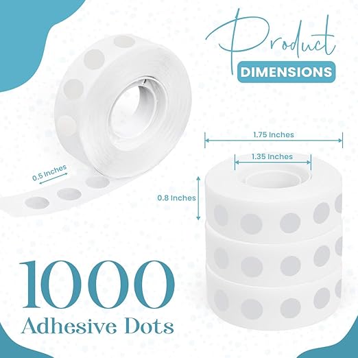 Balloon Sticky Dots Double Sided – 1000 PCS Balloon Tape for Arch, Balloon Stickers for Wall, Removable Adhesive Dots for Crafts, Party, Christmas and DIY Decorations