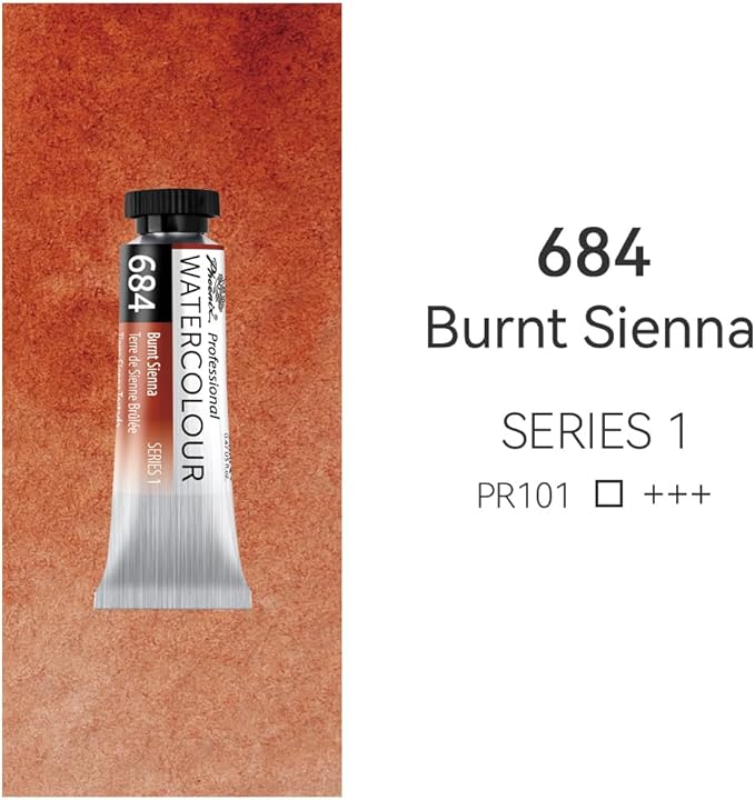 PHOENIX Professional Watercolor Paint Single Tube - 0.47 Fl Oz / 14ml - Burnt Sienna