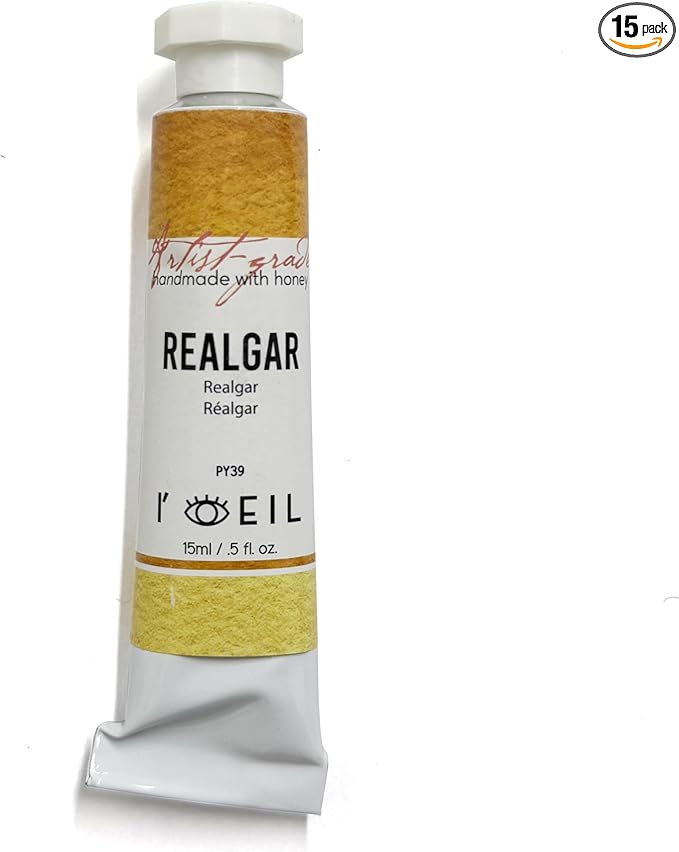 L'oeil (Genuine Minerals) Professional Artist Grade Extra Fine Handmade Watercolor 15ml Paint Tube, 5 Fl Oz, Natural Granulation, Rich Colour Luminosity, Lightfast Non-fading, Archival Quality (Realgar)