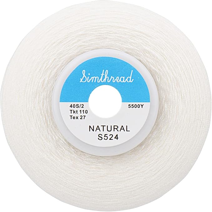 Simthread All Purpose Sewing Thread from 100% Spun Polyester for Serger, Overlock, Merrow, Quilting Sewing 4 Big Cones of 5000M (5500 Yards) Each - 40S/2 Natural