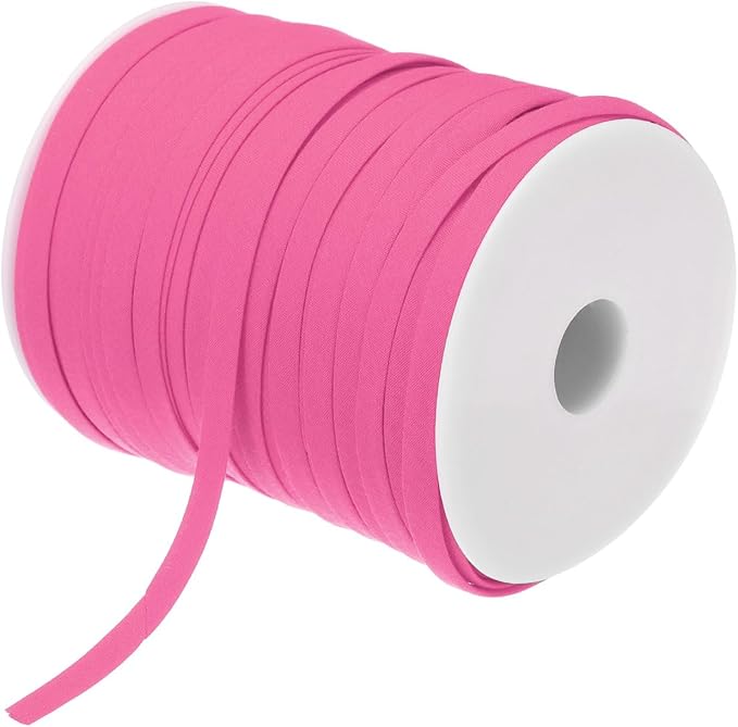 MECCANIXITY 1/4 Inch Double Fold Bias Tape Polyester Continuous Bulk Bias Tape for Sewing, Seaming Quilting Hemming Binding Crafts (Rose Red 100 Yards)