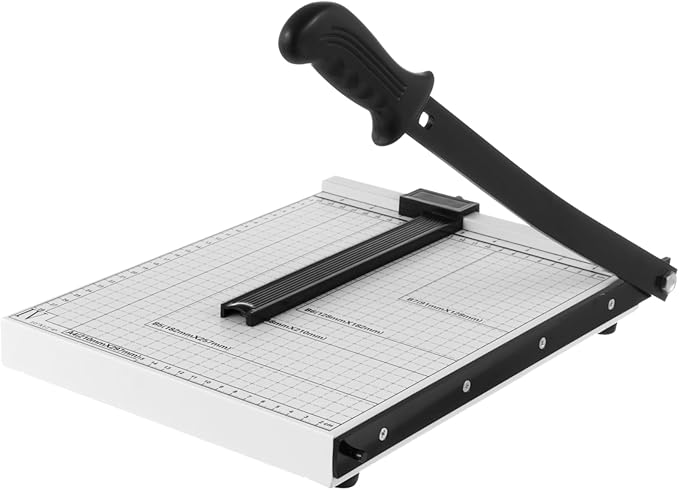 Guillotine Paper Cutter 12" - 10-Sheet Capacity Paper Cutter Guillotine Style, Heavy Duty Paper Slicer with Guide Bar and Safety Blade Lock for Cardstock, Photo, Wide Use for Office, Home (A4-B7)