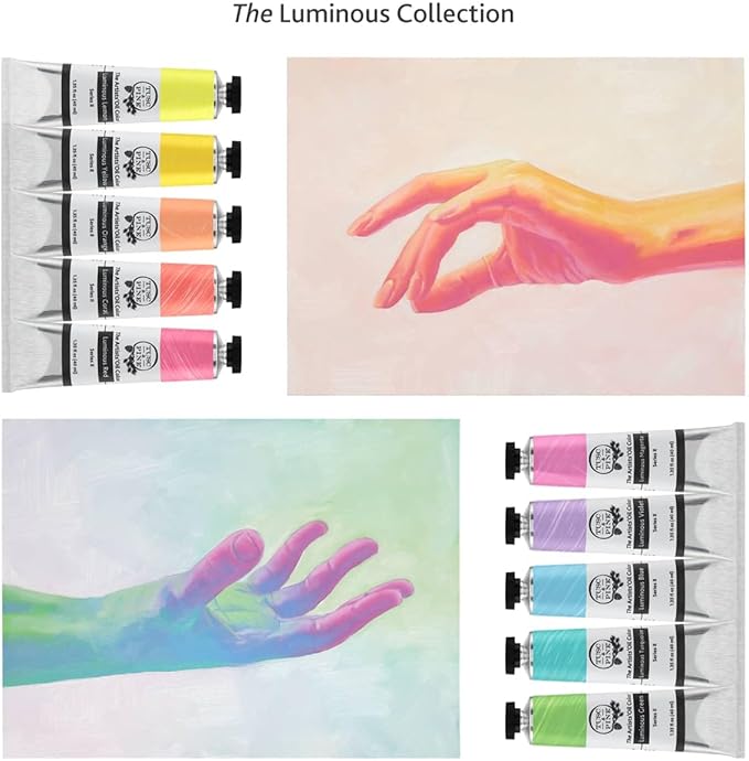 Tusc & Pine Artist Oil Paint - Cool Luminous Set of 5 Assorted Colors, 40 ml each, Non-Yellowing, Rich & Creamy Consistency, Maximum Pigment Load, Small Batch Milled Oil Paints, Made in the USA