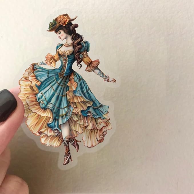 50 Pcs Vintage Victorian Lady Clear Stickers – Retro Aesthetic Ephemera for Scrapbooking, Journaling, Planners, Resin Crafts, Collage Projects