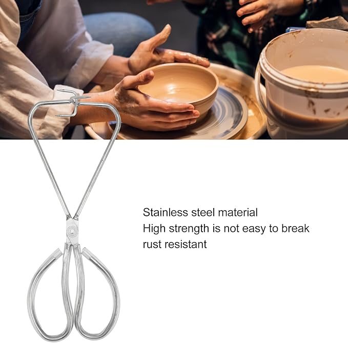 Stainless Steel Dipping Tong Pottery Tool, Clay Sculpture Dipping Tong Pottery Tool Kiln Furniture for Pottery Artists, Ceramic Polymer Clay Glaze Dipping Tongs Glazing Tools