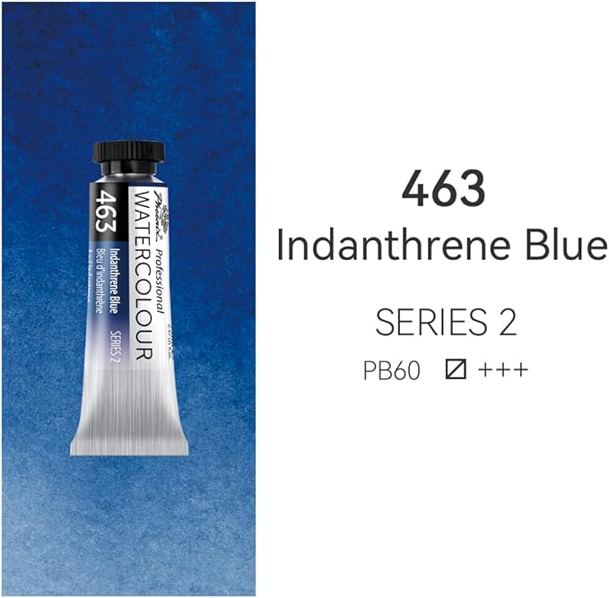 PHOENIX Professional Watercolor Paint Single Tube - 0.47 Fl Oz / 14ml - Indanthrene Blue