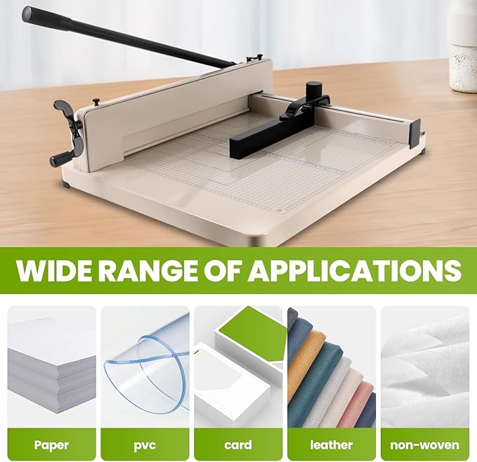 Heavy Duty Paper Cutter 17", Guillotine A3 Paper Cutter, 400 Sheets Capacity Paper Trimmer, Double Safety Protection Durable HSS Blade for Cutting Paper