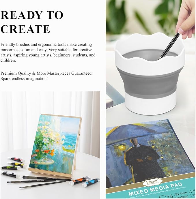 Acrylic Art Set, Painting Supplies Kits with 24 Acrylic Paints(22ml), 8 Brushes,1 Wooden Easel,1 Palette etc, Paint Kit for Kids,Adults and Artists