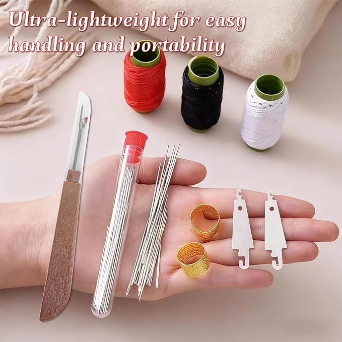 Big Eye Steel Sewing Needles Kit, 37PCS Sewing Tool Set Stainless Steel Sewing Needle Kit, Stainless Steel Hand Sewing Needles, Portable DIY Hand Made Craft Set,for Handcraft Lovers (37PC-1Set)