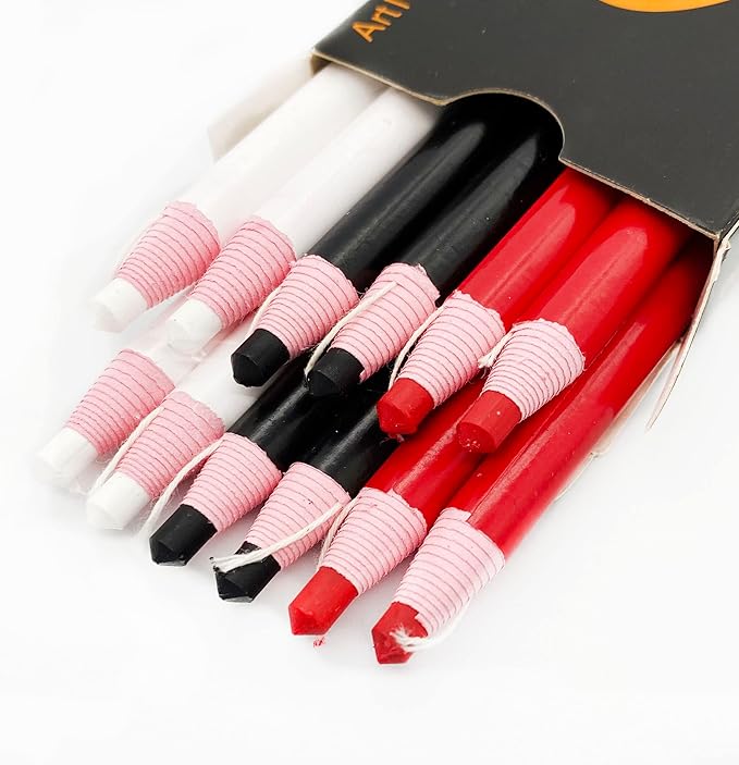 Sewing Mark Pencil 12 PCS White/Black/Red 3Colors Invisible Erasable Fabric Pencils For Leather Cut Marks Student Drawing Tailor Marks