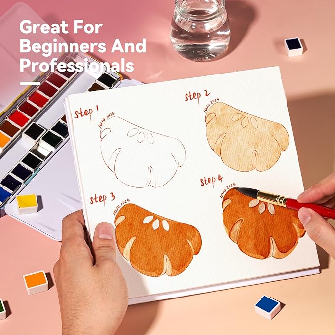 Paul Rubens Watercolor Paint Set, 24 Colors Solid Watercolor Paint, Easy To Blend And Diffuse Watercolor Palette, Compact And Portable Travel Watercolor Set Suitable For Beginners And Professionals