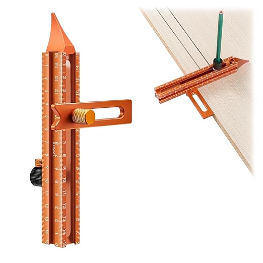 Imbot Magnetic 4-Sided Laser Scale Scribing Tool-Leveling Ruler with Magnetic Base-Multi-Purpose Woodworking Marking Tool for DIY, Woodworking, Carpentry, Furniture Making and Construction
