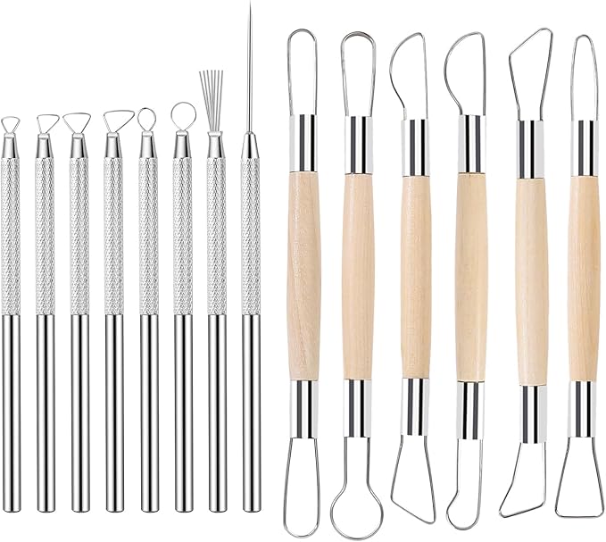 SHENOMAD 14PCS Clay Tools Kit Pottery Modeling Ceramics Polymer Tools Set for Air Dry Clay Carving Molding Pottery Crafting Beginners