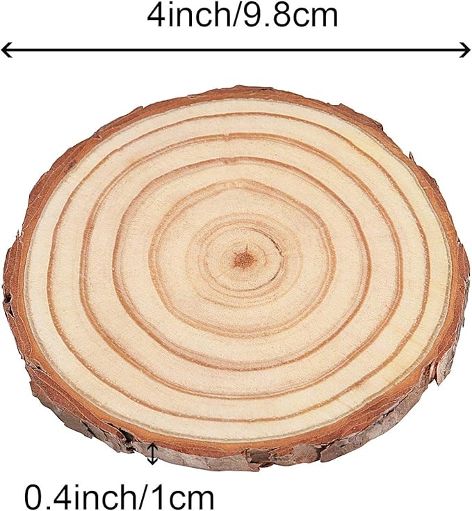 ZOENHOU 40 PCS 3.5-4 Inch Natural Wood Slices for Craft, Unfinished Wooden Circles Coasters with Bark for DIY, Arts, Centerpieces, Paintings, Wedding Decoration, Christmas Ornaments