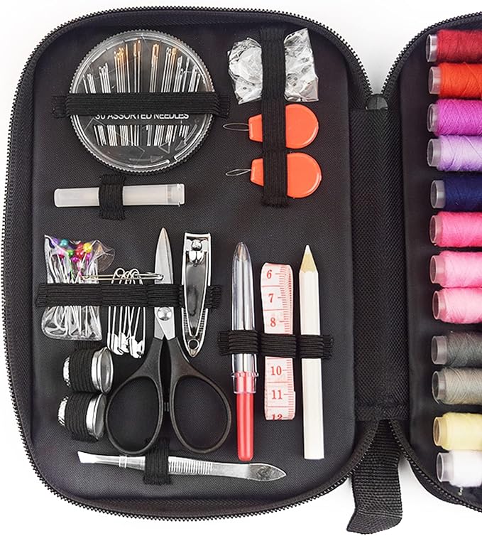 90PCS Sewing Kit, Portable Sewing Supplies Needles Scissors Thread Storage Box Patching Tools Kits