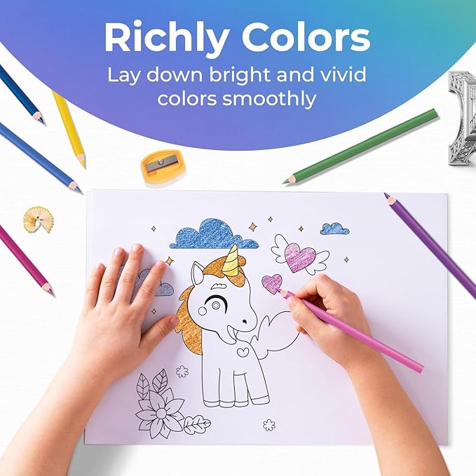 Rosmonde 12 Pack Colored Pencils (144 Count), Assorted Pre Sharpened Colors Set, Easy Hold Grip, Classroom Art Supplies, Bulk Coloring Set for Schools, Teachers, Drawing & Creative Projects