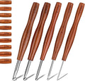 Nitlak 5 Pcs Crochet Hook, 5 Size Aluminum Ergonomic Crochet Hook with Wooden Handle for Arthritic Hands, Beginners, Crochet Needles for Knitting (2mm/3cm/4cm/5cm/6cm)