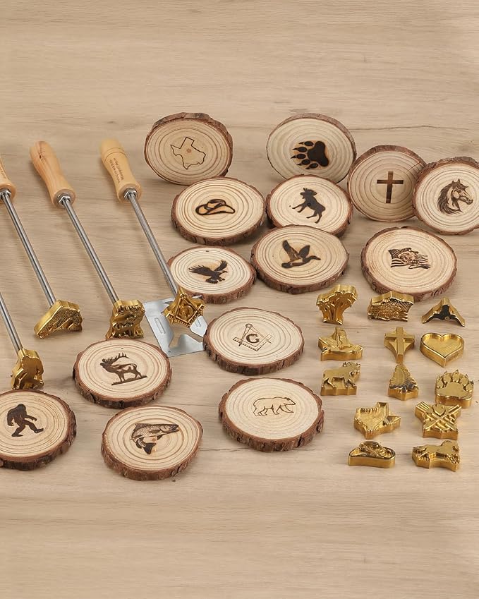 AIMOADO Honeybee Branding Iron Stamp, 1 1/2" Wood Branding Iron Personalized Logo for Meat, Burger, Wood, Hats with Full Set Tools