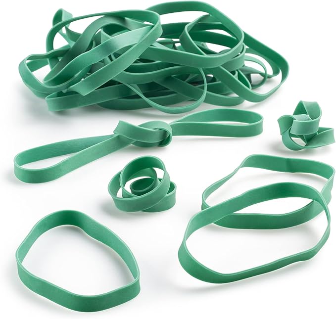 PlasticMill Green Rubber Bands Size 64 (3 1/2" x 1/4") - Colored #64 Rubber Bands Office Supplies - Thick, Elastic Rubber Bands for Tie Dyeing, File Folders, Produce, Cash Bundling (250-Count)