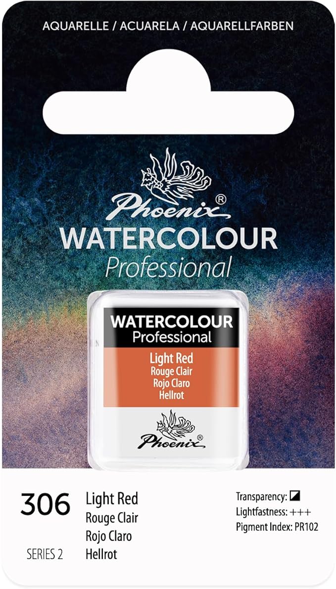 PHOENIX Professional Watercolor Paint - Single Watercolor Half Pan - Light Red 306