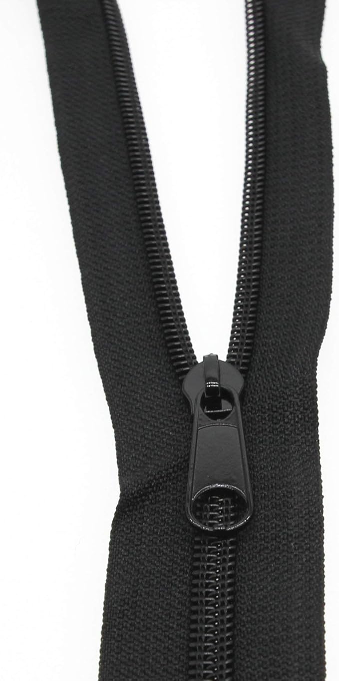 Leekayer #3 Black Nylon Coil Zippers by The Yards Bulk 10 Yards with 25pcs Sliders for DIY Tailor Sewing Craft,Bag,Luggage,Dress,Sofa Cushion,Pillow(Black)
