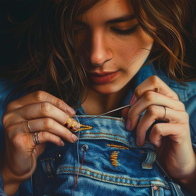 ZESION 4Pcs Sewing Thimbles, Adjustable Metal Thimbles for Hand Sewing Finger Protector, Quilting Craft Accessories for Knitting Needlework DIY Tools, Gold(2 Sizes, S/M)